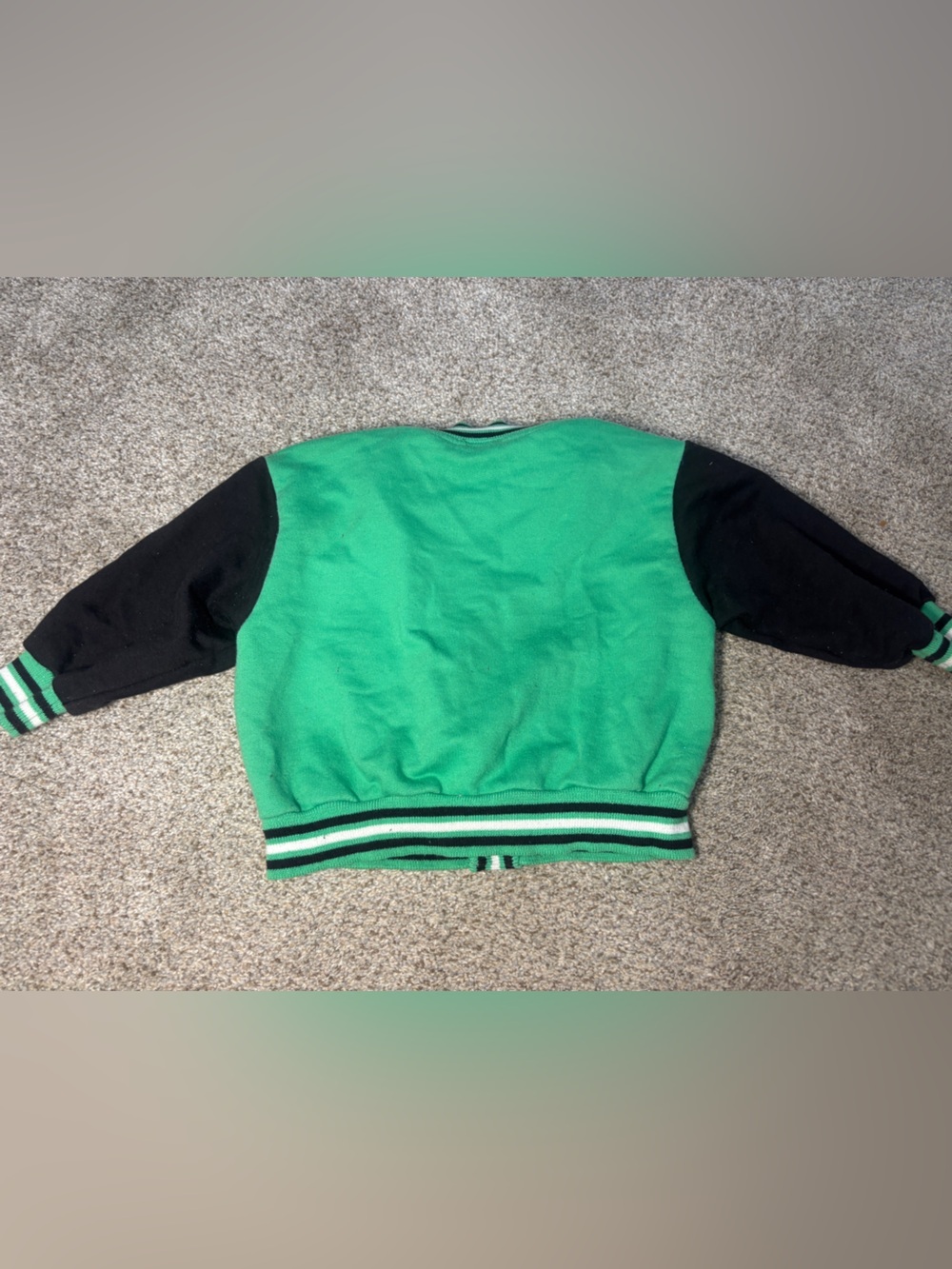 Vintage Baby Varsity Jackrt Green & Black Varsity Emblem Kids Cardigan Jacket 18 - Picture 5 of 6